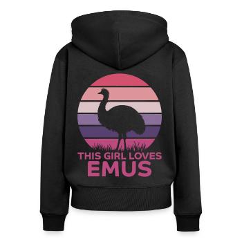 Emu Dire Australie Emus Drôle Cadeau D’émeu - Sweat à capuche zippé Premium bio Femme - noir - Dos - Julia (174cm)