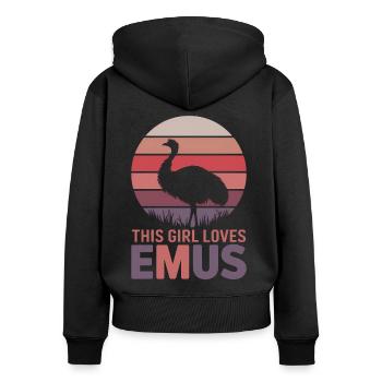 Emu Saying Australia Emus Funny Emu Gift - Women's Premium Organic Zip Hoodie - black - Back - Julia (174cm)