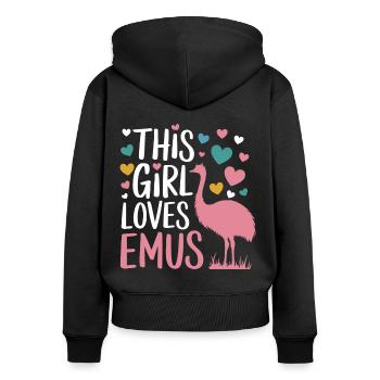 Emu Dire Fille Emus Drôle Emu Cadeau - Sweat à capuche zippé Premium bio Femme - noir - Dos - Julia (174cm)