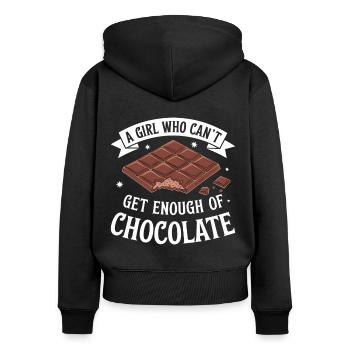 Chocolat Dicton Drôle Cadeau Chocolat - Sweat à capuche zippé Premium bio Femme - noir - Dos - Julia (174cm)