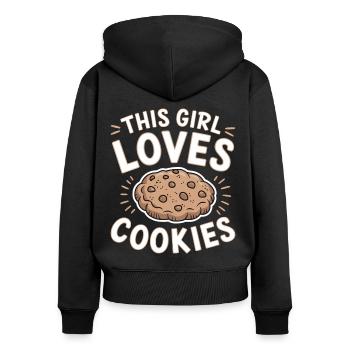 Cookies Saying Chocolate Cookies Funny Cookie Gift - Women's Premium Organic Zip Hoodie - black - Back - Julia (174cm)