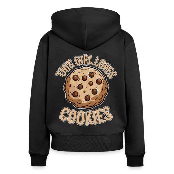 Cookies Saying Chocolate Cookies Funny Cookie Gift - Women's Premium Organic Zip Hoodie - black - Back - Julia (174cm)