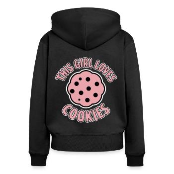 Cookies Saying Chocolate Cookies Funny Cookie Gift - Women's Premium Organic Zip Hoodie - black - Back - Julia (174cm)