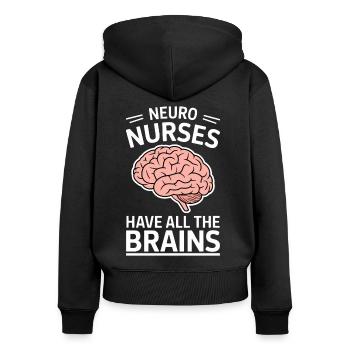 Neuro Nurse Pflegefachkraft Neurologie Geschenk - Frauen Premium Bio Zip Hoodie - Schwarz - Hinten - Julia (174cm)