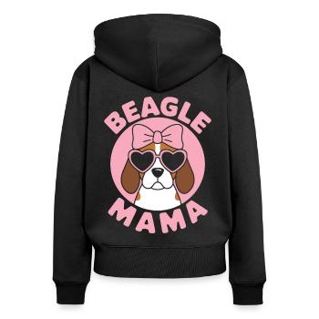 Beagle Mama Hund Mutter Lustiges Beagle Geschenk - Frauen Premium Bio Zip Hoodie - Schwarz - Hinten - Julia (174cm)
