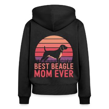 Beagle Mama Hund Mutter Lustiges Beagle Geschenk - Frauen Premium Bio Zip Hoodie - Schwarz - Hinten - Julia (174cm)