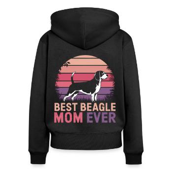 Beagle Mom Dog Mom Funny Beagle Gift - Women's Premium Organic Zip Hoodie - black - Back - Julia (174cm)