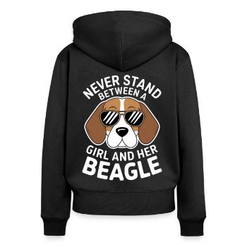 Beagle Mädchen Hunde Lustiges Beagle Geschenk - Frauen Premium Bio Zip Hoodie - Schwarz - Hinten - Julia (174cm)