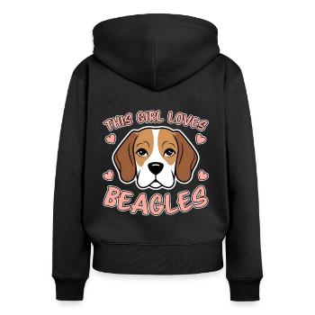 Beagle Mädchen Hunde Lustiges Beagle Geschenk - Frauen Premium Bio Zip Hoodie - Schwarz - Hinten - Julia (174cm)