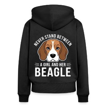 Beagle Mädchen Hunde Lustiges Beagle Geschenk - Frauen Premium Bio Zip Hoodie - Schwarz - Hinten - Julia (174cm)