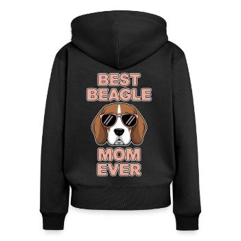 Beagle Mama Hund Mutter Lustiges Beagle Geschenk - Frauen Premium Bio Zip Hoodie - Schwarz - Hinten - Julia (174cm)