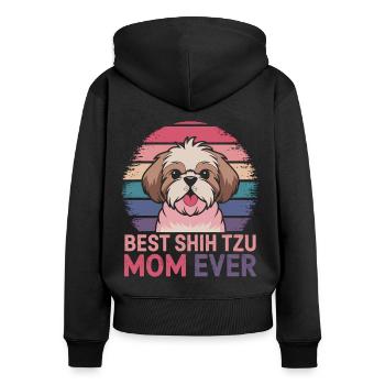 Shih Tzu Dire Maman Drôle Shih Tzu Cadeau - Sweat à capuche zippé Premium bio Femme - noir - Dos - Julia (174cm)