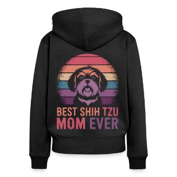 Shih Tzu Dire Maman Drôle Shih Tzu Cadeau - Sweat à capuche zippé Premium bio Femme - noir - Dos - Julia (174cm)