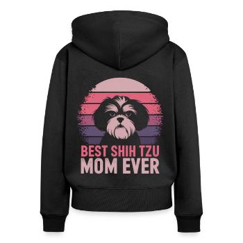 Shih Tzu Dire Maman Drôle Shih Tzu Cadeau - Sweat à capuche zippé Premium bio Femme - noir - Dos - Julia (174cm)