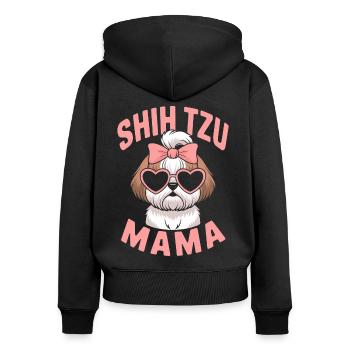 Shih Tzu Dire Maman Drôle Shih Tzu Cadeau - Sweat à capuche zippé Premium bio Femme - noir - Dos - Julia (174cm)