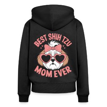 Shih Tzu Dire Maman Drôle Shih Tzu Cadeau - Sweat à capuche zippé Premium bio Femme - noir - Dos - Julia (174cm)