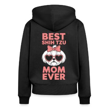 Shih Tzu Dire Maman Drôle Shih Tzu Cadeau - Sweat à capuche zippé Premium bio Femme - noir - Dos - Julia (174cm)