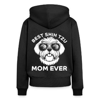 Shih Tzu Dire Maman Drôle Shih Tzu Cadeau - Sweat à capuche zippé Premium bio Femme - noir - Dos - Julia (174cm)
