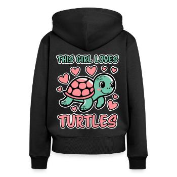 Schildkröte Spruch Lustiges Schildkröten Geschenk - Frauen Premium Bio Zip Hoodie - Schwarz - Hinten - Julia (174cm)