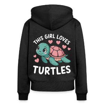 Schildkröte Spruch Lustiges Schildkröten Geschenk - Frauen Premium Bio Zip Hoodie - Schwarz - Hinten - Julia (174cm)