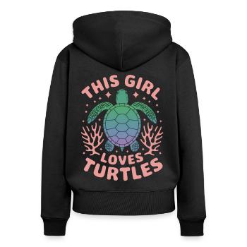 Schildkröte Spruch Lustiges Schildkröten Geschenk - Frauen Premium Bio Zip Hoodie - Schwarz - Hinten - Julia (174cm)