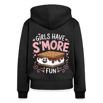 S´More Spruch Marshmallow Camping S´More Geschenk - Frauen Premium Bio Zip Hoodie - Schwarz - Hinten - Julia (174cm)