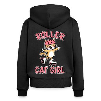 Roller Cat Girl Skating Girl Roller Skates Gift - Women's Premium Organic Zip Hoodie - black - Back - Julia (174cm)