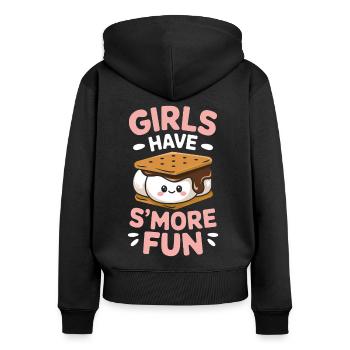 S´More Spruch Marshmallow Camping S´More Geschenk - Frauen Premium Bio Zip Hoodie - Schwarz - Hinten - Julia (174cm)