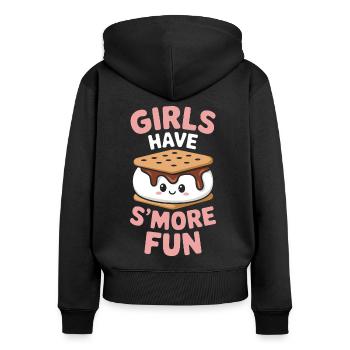 S´More Spruch Marshmallow Camping S´More Geschenk - Frauen Premium Bio Zip Hoodie - Schwarz - Hinten - Julia (174cm)