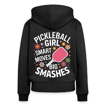 Pickleball Spruch Mädchen Witz Pickleball Geschenk - Frauen Premium Bio Zip Hoodie - Schwarz - Hinten - Julia (174cm)