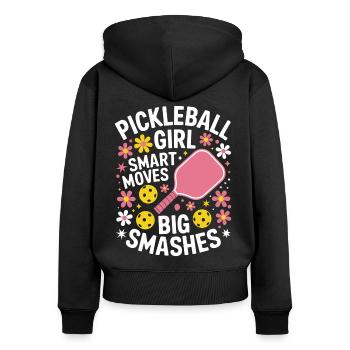 Pickleball Spruch Mädchen Witz Pickleball Geschenk - Frauen Premium Bio Zip Hoodie - Schwarz - Hinten - Julia (174cm)