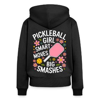 Pickleball Dire Fille Blague Pickleball Cadeau - Sweat à capuche zippé Premium bio Femme - noir - Dos - Julia (174cm)