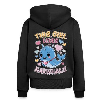 Narwal Spruch Narwale Lustiges Narwal Geschenk - Frauen Premium Bio Zip Hoodie - Schwarz - Hinten - Julia (174cm)