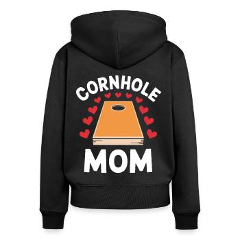 Cornhole Spruch Mama Lustiges Cornhole Geschenk - Frauen Premium Bio Zip Hoodie - Schwarz - Hinten - Julia (174cm)