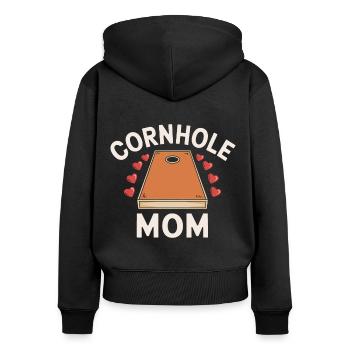 Cornhole Spruch Mama Lustiges Cornhole Geschenk - Frauen Premium Bio Zip Hoodie - Schwarz - Hinten - Julia (174cm)