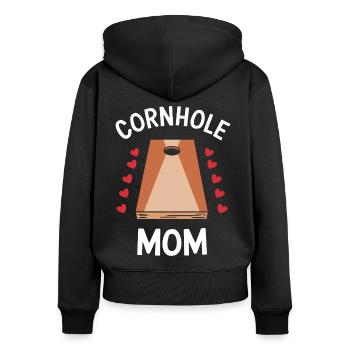 Cornhole Spruch Mama Lustiges Cornhole Geschenk - Frauen Premium Bio Zip Hoodie - Schwarz - Hinten - Julia (174cm)