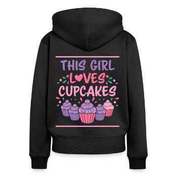 Cupcake Spruch Cupcakes Lustiges Cupcake Geschenk - Frauen Premium Bio Zip Hoodie - Schwarz - Hinten - Julia (174cm)
