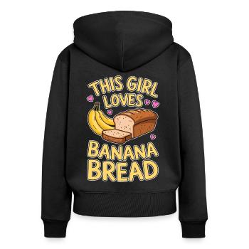 Banana Bread Dire Drôle Banana Bread Cadeau - Sweat à capuche zippé Premium bio Femme - noir - Dos - Julia (174cm)