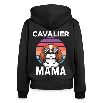 Cavalier King Charles Spaniel Saying Mom Gift - Women's Premium Organic Zip Hoodie - black - Back - Julia (174cm)