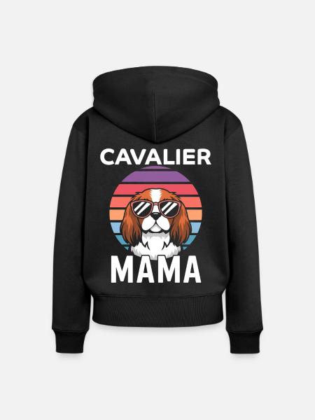 Cavalier kingcharlesinspanieli sanoo äitilahjan - Premium luomulaatuinen naisten vetoketjuhuppari - musta
