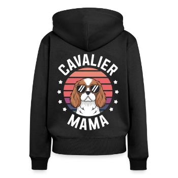 Cavalier King Charles Spaniel Saying Mom Gift - Women's Premium Organic Zip Hoodie - black - Back - Julia (174cm)
