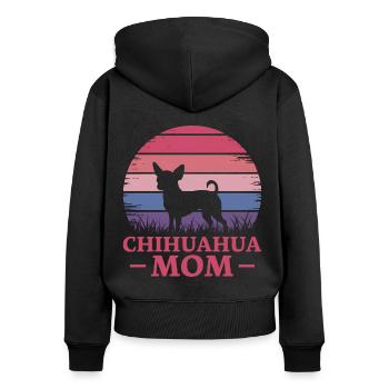 Chihuahua Disant Maman Drôle Chihuahua Cadeau - Sweat à capuche zippé Premium bio Femme - noir - Dos - Julia (174cm)