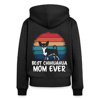 Chihuahua Disant Maman Drôle Chihuahua Cadeau - Sweat à capuche zippé Premium bio Femme - noir - Dos - Julia (174cm)