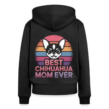 Chihuahua Disant Maman Drôle Chihuahua Cadeau - Sweat à capuche zippé Premium bio Femme - noir - Dos - Julia (174cm)
