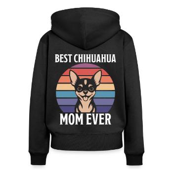 Chihuahua Disant Maman Drôle Chihuahua Cadeau - Sweat à capuche zippé Premium bio Femme - noir - Dos - Julia (174cm)