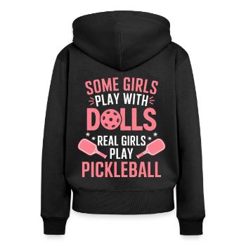 Pickleball Dire Fille Blague Pickleball Cadeau - Sweat à capuche zippé Premium bio Femme - noir - Dos - Julia (174cm)
