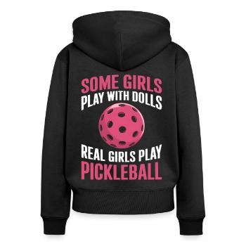 Pickleball Spruch Mädchen Witz Pickleball Geschenk - Frauen Premium Bio Zip Hoodie - Schwarz - Hinten - Julia (174cm)