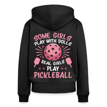 Pickleball Dire Fille Blague Pickleball Cadeau - Sweat à capuche zippé Premium bio Femme - noir - Dos - Julia (174cm)