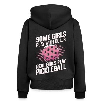 Pickleball Spruch Mädchen Witz Pickleball Geschenk - Frauen Premium Bio Zip Hoodie - Schwarz - Hinten - Julia (174cm)