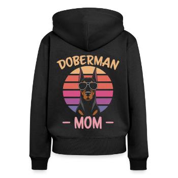 Dobermann Spruch Mama Lustiges Dobermann Geschenk - Frauen Premium Bio Zip Hoodie - Schwarz - Hinten - Julia (174cm)